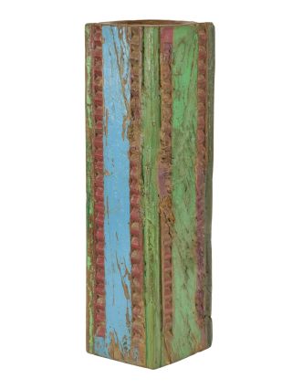 Drevený svietnik zo starého teakového stĺpu, 19x19x65cm