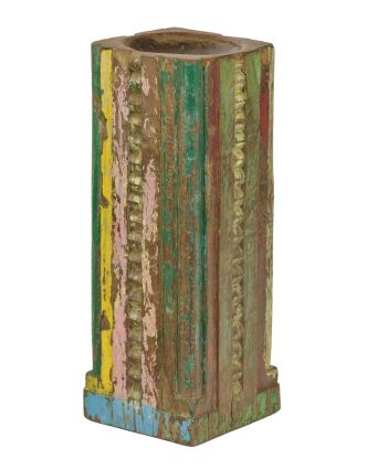 Drevený svietnik zo starého teakového stĺpu, 17x17x49cm