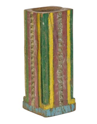 Drevený svietnik zo starého teakového stĺpu, 17x17x49cm
