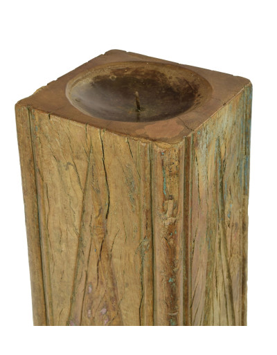 Drevený svietnik zo starého teakového stĺpa, 19x19x69cm