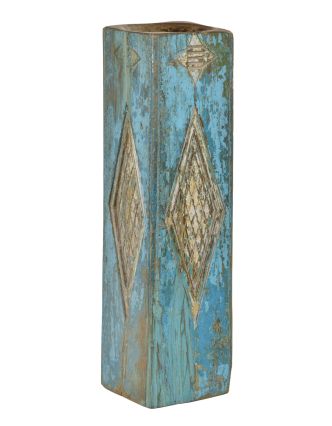 Drevený svietnik zo starého teakového stĺpa, 17x17x63cm