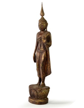 Narodeninový Budha, pondelok, teak, hnedá patina, 35cm