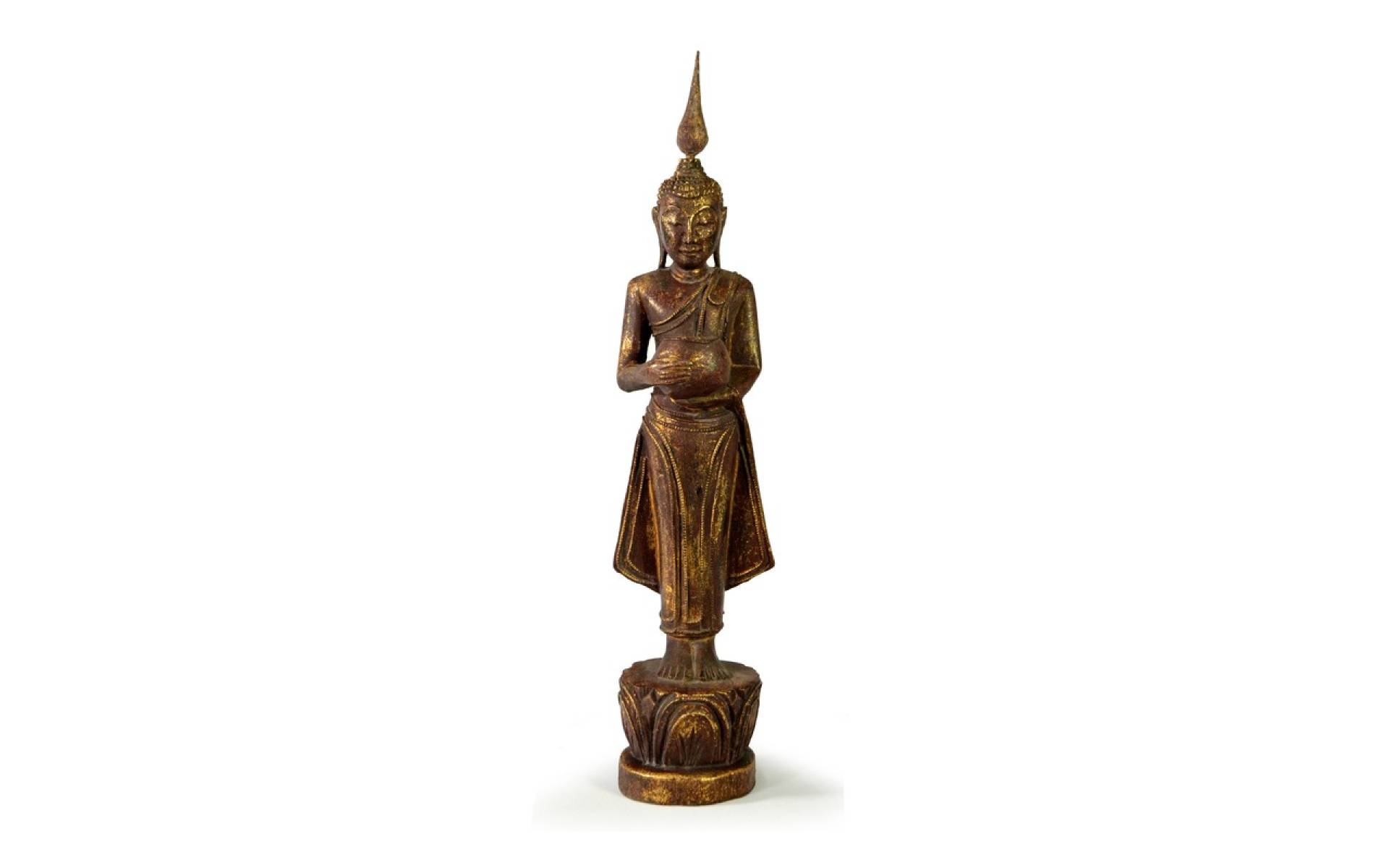Narodeninový Budha, streda, teak, hnedá patina, 35cm