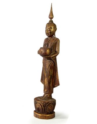 Narodeninový Budha, streda, teak, hnedá patina, 35cm