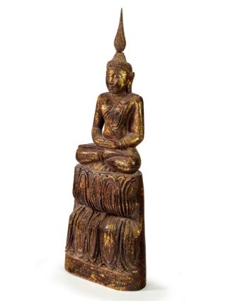 Narodeninový Budha, štvrtok, teak, hnedá patina, 35cm