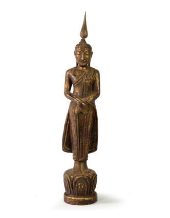 Narodeninový Budha, nedeľa, teak, hnedá patina, 35cm