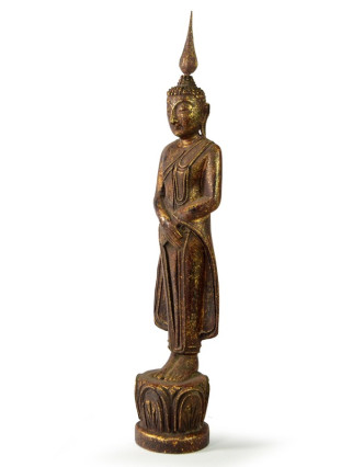 Narodeninový Budha, nedeľa, teak, hnedá patina, 35cm