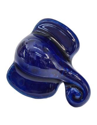Maľovaná porcelánová úchytka na šuplík, slonia hlava, tmavo modrá, 5x5,5 cm
