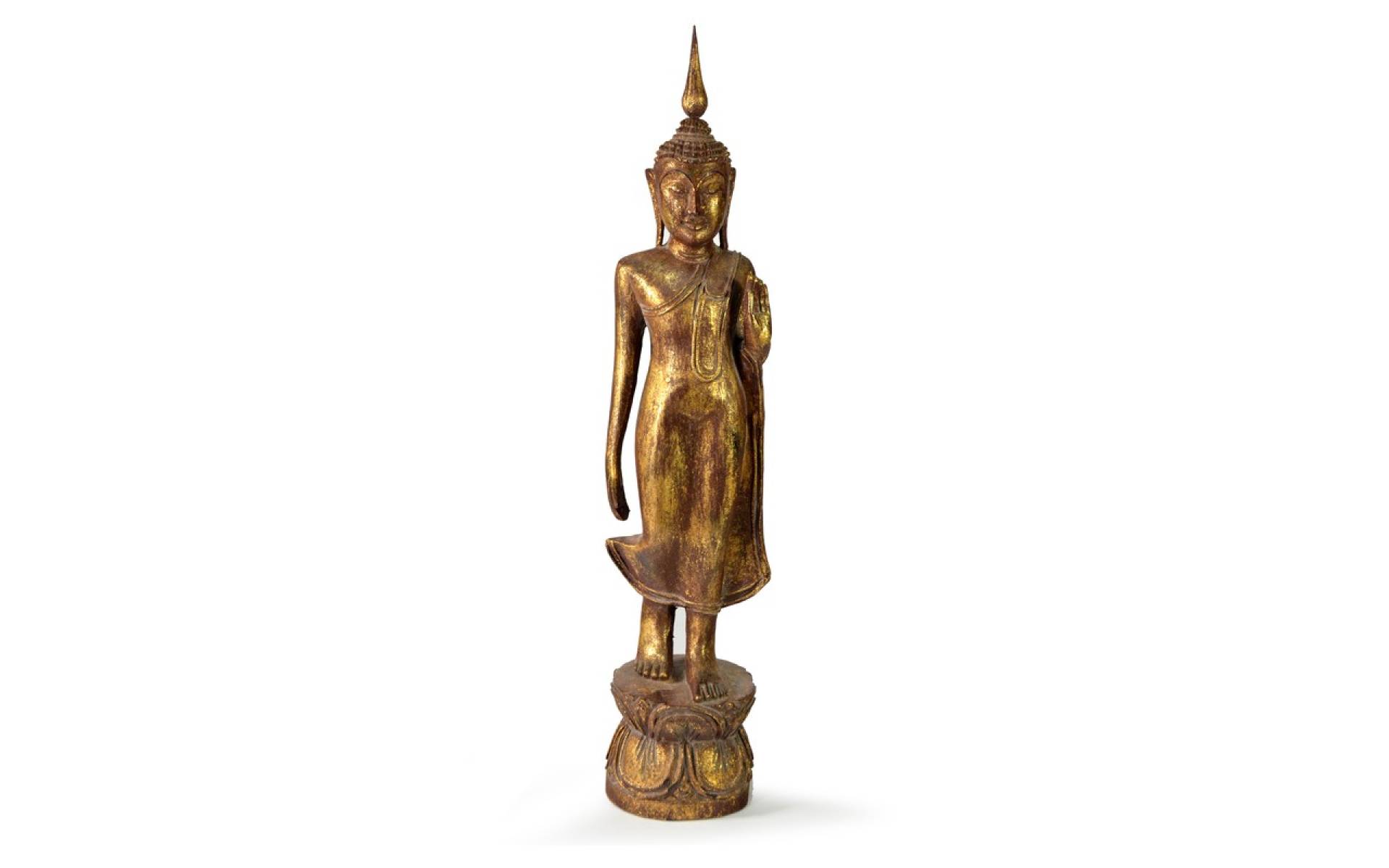 Narodeninový Budha, pondelok, teak, hnedá patina, 50cm