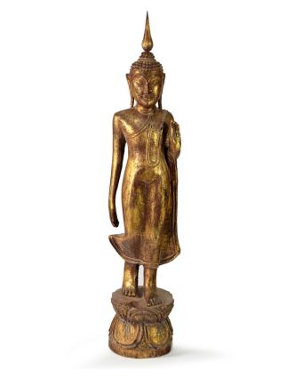 Narodeninový Budha, pondelok, teak, hnedá patina, 50cm