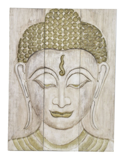 Dřevěný panel Buddha, 3 díly, pínie, 150x5x200cm