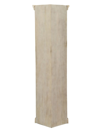 Rohová knihovna z mangového dřeva, ruční řezby, 55x31x180cm
