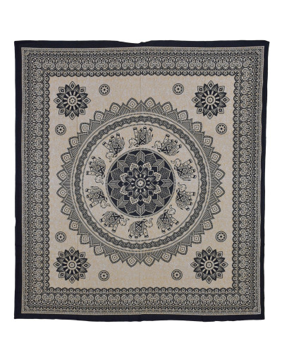 Prikrývka s tlačou, Mandala, čierno-béžová, 210x228 cm