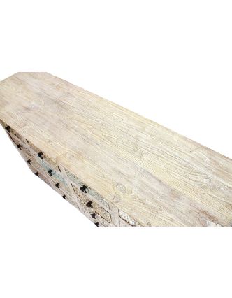 Šuplíková komoda z teakového dřeva, ruční řezby na šuplíkách, bílá, 150x45x85cm