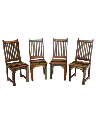Jedálenský stôl a 4 stoličky v "Goa" štýle, teak, recyklované drevo, 120x120x78cm