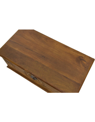 Truhla z mangového dřeva zdobená ručními řezbami, 88x43x45cm