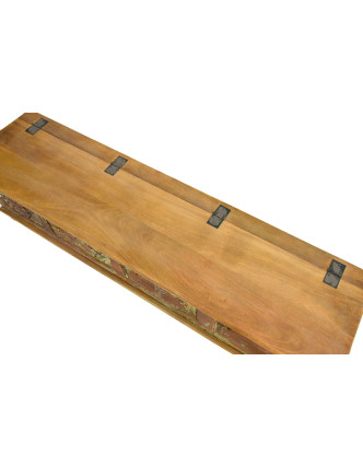 Truhla z teakového dreva, ručné rezby, 170x44x43cm