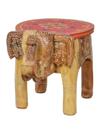 Stolička v tvare slona ručne maľovaná, 47x34x35cm
