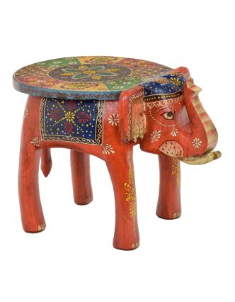 Stolička v tvare slona ručne maľovaná, oranžová, 38x28x31cm