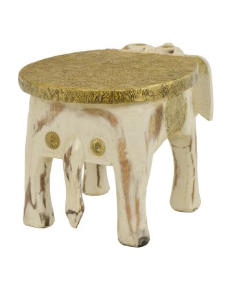 Stolička ve tvaru slona zdobená moszným kováním, 30x19x18cm