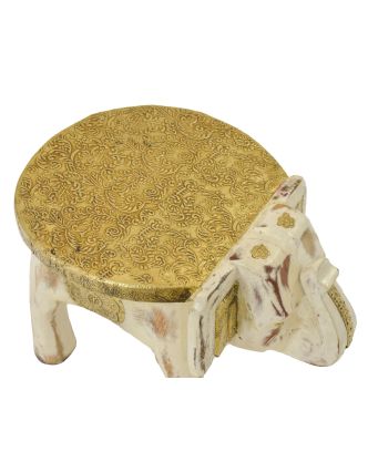 Stolička ve tvaru slona zdobená moszným kováním, 30x19x18cm