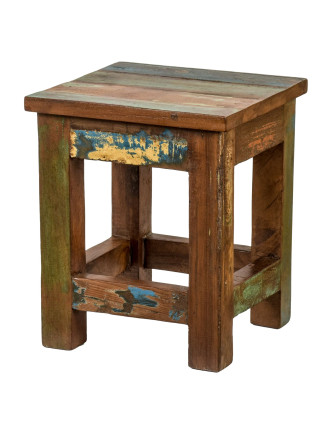 Stolička z antik teakového dreva, "GOA" štýl, 25x25x30cm
