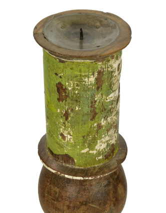 Dřevěný svícen ze starého teakového sloupu, 15x15x62cm