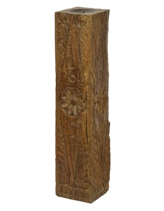 Dřevěný svícen ze starého teakového sloupu, 13x13x59cm