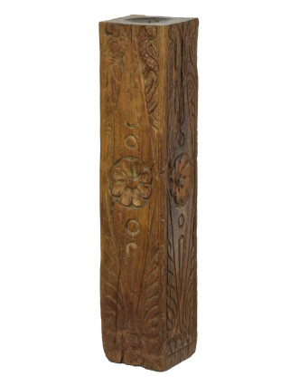 Dřevěný svícen ze starého teakového sloupu, 13x13x60cm