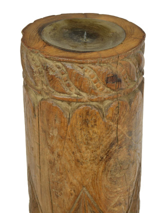 Dřevěný svícen ze starého teakového sloupu, 15x15x60cm