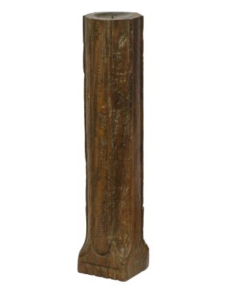 Drevený svietnik zo starého teakového stĺpu, 13x13x61cm