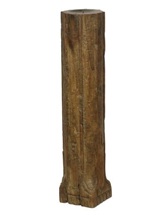 Drevený svietnik zo starého teakového stĺpu, 13x13x61cm
