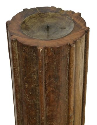 Drevený svietnik zo starého teakového stĺpu, 13x13x60cm