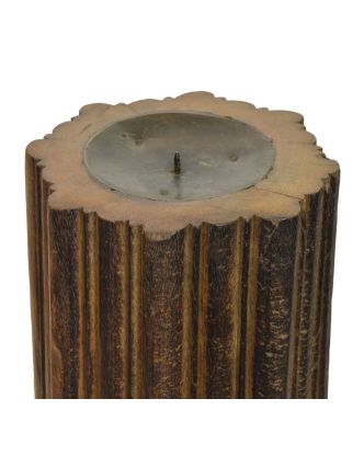 Drevený svietnik zo starého teakového stĺpu, 25x25x76cm