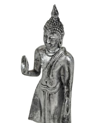 Narodeninový Budha, pondelok, živica, strieborná patina, 25cm