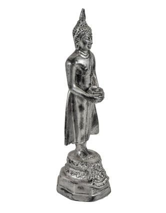 Narodeninový Budha, streda, živica, strieborná patina, 25cm