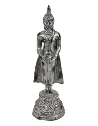 Narodeninový Budha, streda, živica, strieborná patina, 25cm