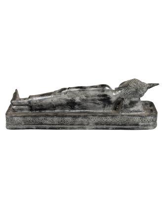 Narodeninový Budha, utorok, živica, strieborná patina, 50cm