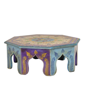 Čajový stolek z mangového dřeva ručně malovaný, 40x40x15cm