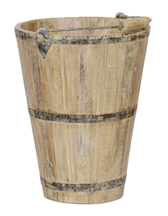 Dřevěné vědro z teakového dřeva, zahradní dekorace, 33x33x44cm