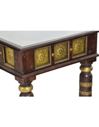 Konferenčný stolík z palisandra zdobený mosadzou, 90x60x45cm