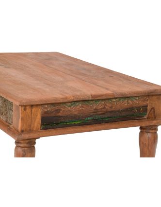 Konferenčný stolík z teakového dreva, ručné rezby, 122x75x45cm