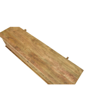 Truhla z mangového dreva zdobená ručnými rezbami, 150x40x45cm