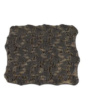 Stará pečiatka na textil vyrezaná z mangového dreva, kvetinový motív, 13x13x7cm