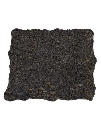 Stará pečiatka na textil vyrezaná z mangového dreva, kvetinový motív, 18x16x7cm