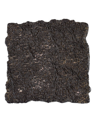 Staré razítko na textil vyřezané z mangového dřeva, květinový motiv, 15x15x6cm