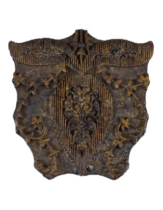 Staré razítko na textil vyřezané z mangového dřeva, květinový motiv, 15x16x7cm