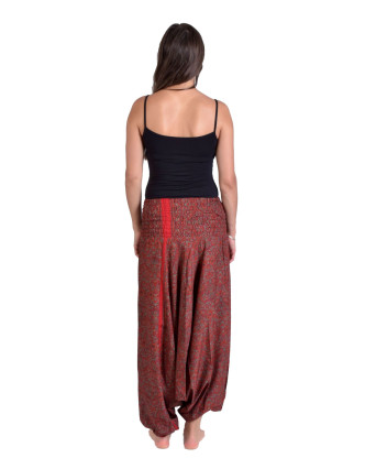 Turecké voľné nohavice/overal/blúzka 3 v 1, červeno-hnedé s paisley potlačou