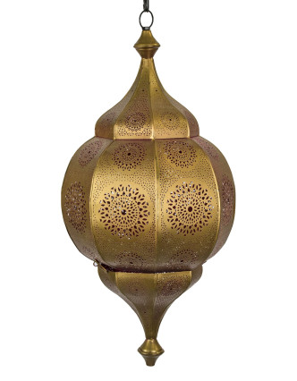 Orientálna lampa s jemným vzorom, zlatá, vo vnútri ružová, 30x30x65cm