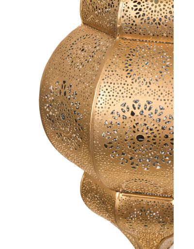 Lampa v orientálnom štýle s jemným vzorom, zlatá, vo vnútri modrá, 25x25x50cm